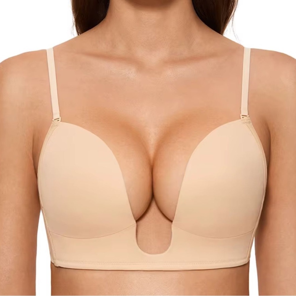 Tan Plunge Bra with Seamless Design